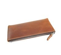 Estuche de Cuero para lápices, Estuche de Piel con portalápices con Cremallera Multicolor 21x8,5x2,5cm(Brown)