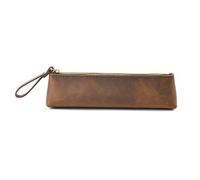 Estuche de Cuero para lápices, Estuche pequeño de Cuero con Cremallera for Estudiantes, Artistas, Multicolor, 200x50 mm(Brown)