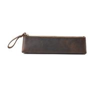 Estuche de Cuero para lápices, Estuche pequeño de Cuero con Cremallera for Estudiantes, Artistas, Multicolor, 200x50 mm(Coffee)