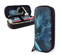 Estuche de cuero para lápices Galaxy Cool Phoenix Bird azul con cremallera, estuche divertido de papelería para mujeres, oficina y niños, color, 5.0cm*10.5cm*20.5cm, Estuche para lápices