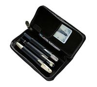 Estuche de Cuero para lápices, Organizador de Almacenamiento de artículos de papelería Vintage con 3 Ranuras, para el Trabajo, Escuela, Estudio, Dibujo, Diario, bocetos, Viajes, hogar, Black