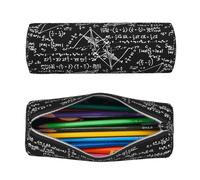 Estuche de cuero redondo para lápices, bolsa para lápices con fórmulas matemáticas, organizador de bolígrafos con estampado de graffiti, estuche portátil con cremallera, lindos útiles escolares par