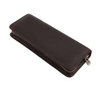 Estuche de cuero resistente al desgaste, estuche de acuarela, portátil, para estudiantes, adultos, papelería, estuche de cuero, Color café