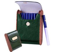 Estuche de cuero sintético for cigarrillos - Mini contenedor portátil con capacidad for 10-20 cigarrillos/encendedores de tamaño estándar for trabajadores de la construcción/obreros(Green)