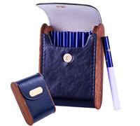 Estuche de cuero sintético for cigarrillos - Mini contenedor portátil con capacidad for 10-20 cigarrillos/encendedores de tamaño estándar for trabajadores de la construcción/obreros(Blue)