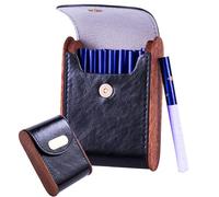 Estuche de cuero sintético for cigarrillos - Mini contenedor portátil con capacidad for 10-20 cigarrillos/encendedores de tamaño estándar for trabajadores de la construcción/obreros(Black)