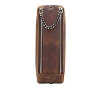 Estuche de Cuero Vintage, Estuche portátil de Cuero, Organizador de lápices de Estilo Retro, contenedor versátil de papelería con Cremallera para Varios Accesorios, café, Refer to