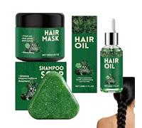 Estuche de cuidado del cabello Arborvitae Leafs: champú sólido, mascarilla capilar nutritiva intensa y aceite hidratante. Kit de tratamiento fortificante para cabello seco, dañado, escaso. (2SET)