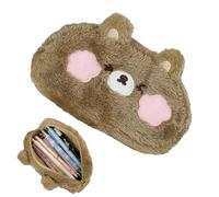 Estuche de diseño de oso - Estuche para bolígrafos de peluche con animales con compartimentos, amplio espacio para papelería para material escolar, materiales artísticos para oficina, práctico orden
