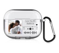 Estuche de Estilo Musical Personalizado Compatible con Apple AirPods Pro 3rd (2025), Funda Blanda Personalizada con Su Propia Imagen y Texto (Semitransparente)