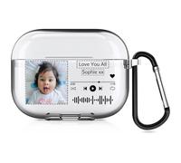 Estuche de Estilo Musical Personalizado Compatible con Apple AirPods Pro 3rd (2025), Funda Blanda Personalizada con Su Propia Imagen y Texto (Transparente)
