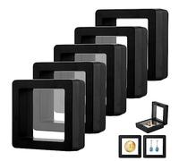 Estuche de exhibición flotante 3D negro, soporte, juego de 5, soportes de exhibición de monedas marco de joyería flotante 3D para monedas de desafío, medallones AA, joyas, especímenes (5 x 5 cm)