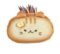 Estuche de Felpa para lápices, Estilo Tostada de Gato de 20 cm, Bonito Organizador de Dibujos Animados, papelería Suave con Cremallera, Adorable estética, Almacenamiento de Suministros
