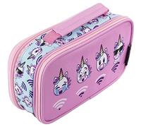 Estuche de FRINGOO, organizador de artículos de papelería, con asa y 2 compartimentos, para niños y niñas , color Unicorn WiFi - 2 Compartments Large