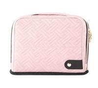 Estuche de ganchillo con diseño de pie, bolsa de punto de hilo acolchado rosa, organizador de accesorios de ganchillo de doble capa para manualidades, 24 x 19 x 4 cm
