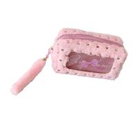 Estuche de gran capacidad adornado con lazo, tela suave y cremalleras lisas para estudiantes y profesionales