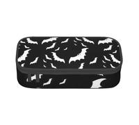 Estuche de gran capacidad con cremallera, diseño de murciélagos voladores de Halloween, bolsa de almacenamiento portátil para artículos de papelería