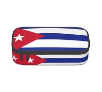 Estuche de gran capacidad con diseño de bandera cubana para guardar artículos de papelería, bolsa de almacenamiento con cremallera, para niños y niñas, estudiantes, escuela, Black, Talla única, Maleta