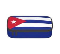 Estuche de gran capacidad con diseño de bandera cubana para guardar artículos de papelería, bolsa de almacenamiento con cremallera, para niños y niñas, estudiantes, escuela, Black, Talla única, Maleta