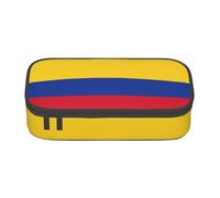 Estuche de gran capacidad con diseño de bandera de Colombia para guardar artículos de papelería, con cremallera, para niños y niñas, estudiantes, escuela, Black, Talla única, Maleta