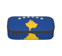 Estuche de gran capacidad con diseño de bandera de Kosovo, bolsa de almacenamiento con cremallera, para niños, niñas, estudiantes, escuela, Black, Talla única, Maleta