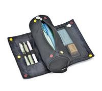 Estuche de Gran Capacidad, Enrollable, Multifuncional, para útiles de Escritura, para Adolescentes, Chicas y Chicos, Estilo Camping, Color Negro