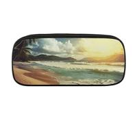 Estuche de gran capacidad, multifuncional, organizador de papelería impreso con puesta de sol en la playa, estuche para lápices, bolsa para bolígrafos, oficina, bolsa para lápices