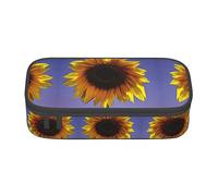 Estuche de gran capacidad para lápices, bolsa de lápices portátil, estuche para bolígrafos, caja para oficina, aldea de Navidad, Girasol floreciente, Una talla, Moda