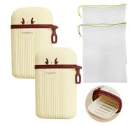 Estuche de jabón de viaje, 2 jaboneras o 1 caja de jabón y 1 kit de soporte para cepillo de dientes de viaje, también con 2 bolsas para jabones espumosos y secados, con tapa para gimnasio, campamento