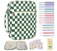 Estuche de la Biblia para Mujer Estuche de la Biblia de Pana para niρas Cubierta de la Biblia Grande a Cuadros con asa Suministros de Estudio de