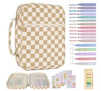 Estuche de la Biblia para Mujer Estuche de la Biblia de Pana para niρas Cubierta de la Biblia Grande a Cuadros con asa Suministros de Estudio de