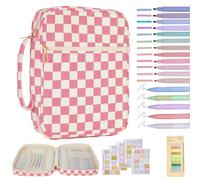 Estuche de la Biblia para Mujer Estuche de la Biblia de Pana para niρas Cubierta de la Biblia Grande a Cuadros con asa Suministros de Estudio de