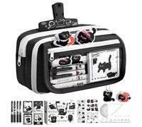Estuche De Lápices Black Cat - De Gran Capacidad, Kit De Papelería Estudiante | Conjunto De Almacenamiento De Suministros Escolares Multicapa, Paquete con Regalo De Cumpleaños para