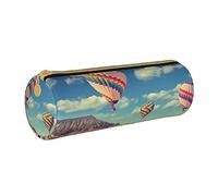 Estuche de lápices cilíndrico de Cuero Patrón de Globo de Aire Caliente Bolsa de Almacenamiento de lápices Duradera Organizador de Almacenamiento de Bolsas de bolígrafos