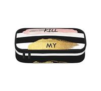 Estuche de lápices con diseño de rayas Don't Kill My Vibe de gran capacidad, bolsa de papelería de oficina, bolsa de cosméticos con compartimentos para niñas y niños, color, 5.0cm*10.5cm*20.5cm,