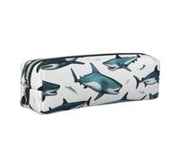 Estuche de lápices con estampado de tiburón con varios gestos para adultos, bolsa de viaje para oficina, organizador de artículos de papelería, Silver, One Size, Organizador de bolsas