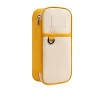 Estuche de lápices de alta capacidad, multicapa, organizador de marcadores, bolsa de maquillaje de viaje, bolsa de maquillaje para escuela, oficina, viajes, estuche plegable, Amarillo, Mass Beauty