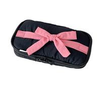 Estuche de Lápices De Gran Capacidad Bonitos Arcos Bolsa De Pluma Material Escolar Para Organizar Marcas Y Accesorios Arcos Bolsa Bowknot Suministros De Oficina Escolar, Negro