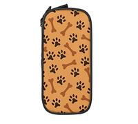 Estuche de lápices de gran capacidad, caja de lápices naranja con huesos de pata de perro bonitos, estuche para bolígrafos para escuela media/secundaria, oficina, universidad, niña y niño adultos