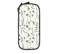 Estuche de lápices de gran capacidad con estampado de hierbas de acuarelas, bolsa de lápiz de tela Oxford, bolsa de lápiz grande doble, #296, 21x10.5x5cm