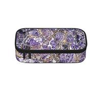 Estuche de lápices de mármol morado de gran capacidad, bolsa de papelería de oficina, bolsa de cosméticos con compartimentos para niñas, niños y adultos