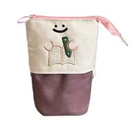 Estuche de lápices de pie | telescópica para papelería, plegable para lápices con patrón de libro y cremallera, para escuela, hogar, viajes, universidad, residencia universitaria