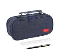 Estuche de lápices genérico con cierre de cremallera, estuche universitario con varios compartimentos - Escuela de oficina, viajes, arte de maquillaje, estudio en casa, azul marino, Se référer au