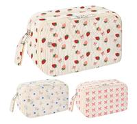 Estuche de Lápices - Gran Capacidad con Compartimentos y Cremallera | Organización Escolar Oficina Cosméticos | Adolescentes Niñas Niños Mujeres | Viaje Manualidades Papelería Fresa Flor Diseño