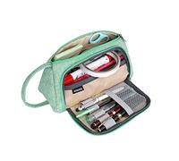 Estuche de Lápices Gran Capacidad Estuche para Bolígrafos Estuche de Maquillaje Organizador de Almacenamiento de Artículos de Papelería con asa para Escuela 0ficina Viajes Estudiante Verde