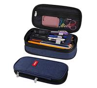 Estuche de Lápices Gran Capacidad Estuche para Bolígrafos Maquillaje Organizador de Almacenamiento de Artículos de Papelería para Escuela Oficina Viajes Estudiante Azul Oscuro
