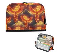 Estuche de lápices grande con cremallera, diseño de fénix, para niñas, organizador japonés para el regreso a la escuela
