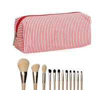 Estuche de lápices lindo para niña - Pequeño estuche de maquillaje | Organizador de bolígrafos | Seersucker bordado para adolescentes, estudiantes, niños, niñas, niños, mujeres, escuela, aula, Rojo