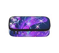 Estuche de lápices moderno retro de mediados de siglo con formas de gota, gran capacidad, bolsa de papelería de oficina, bolsa de cosméticos con compartimentos para niñas, niños y adultos, mariposa morada, talla única