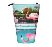 Estuche de lápices telescópico con estampado flamenco rosa y piscina